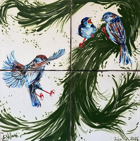 Mural de gorriones