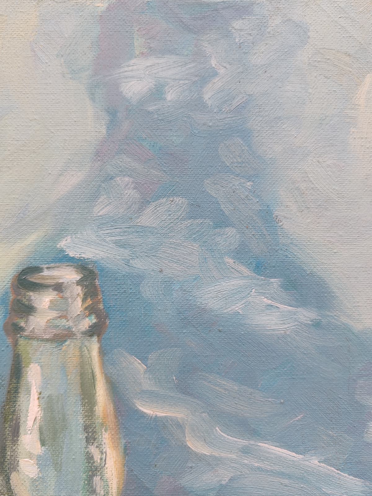 Bodegón de botellas de vidrio